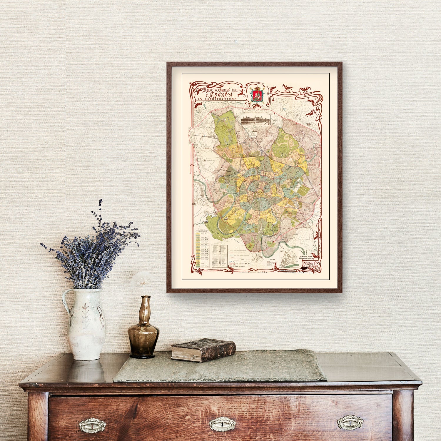 Vintage Map of Moscow, Russia 1910