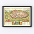 Vintage Map of Jerusalem, Israel 1582