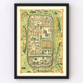 Vintage Map of Jerusalem, Israel 1588