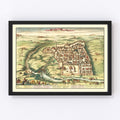 Vintage Map of Jerusalem, Israel 1677