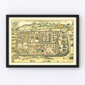 Vintage Map of Jerusalem, Israel 1736