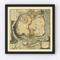 Vintage Map of Jerusalem, Israel 1736