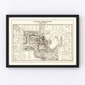 Vintage Map of Jerusalem, Israel 1860