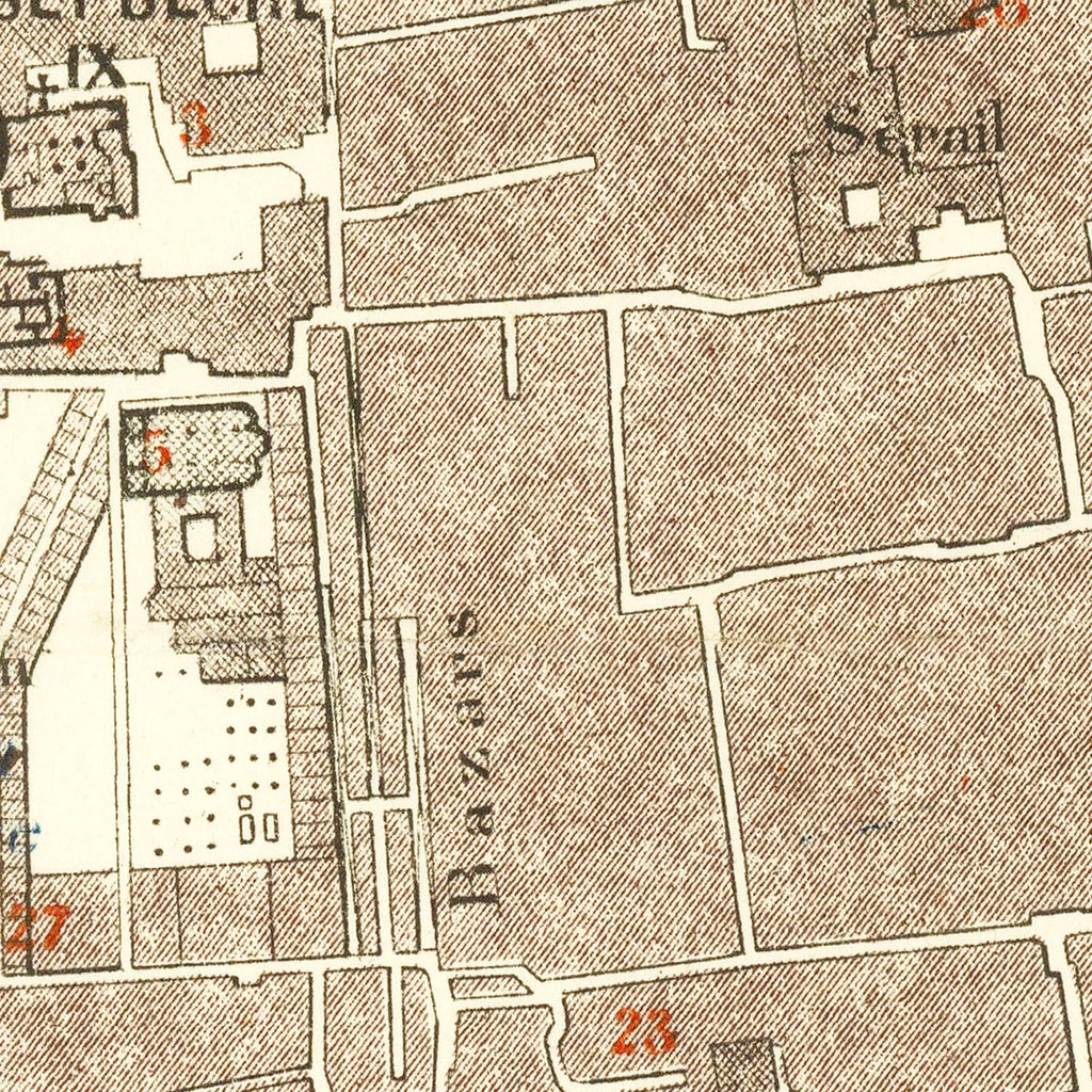 Vintage Map of Jerusalem, Israel 1900