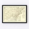 Vintage Map of the Middle British Colonies in North America 1755