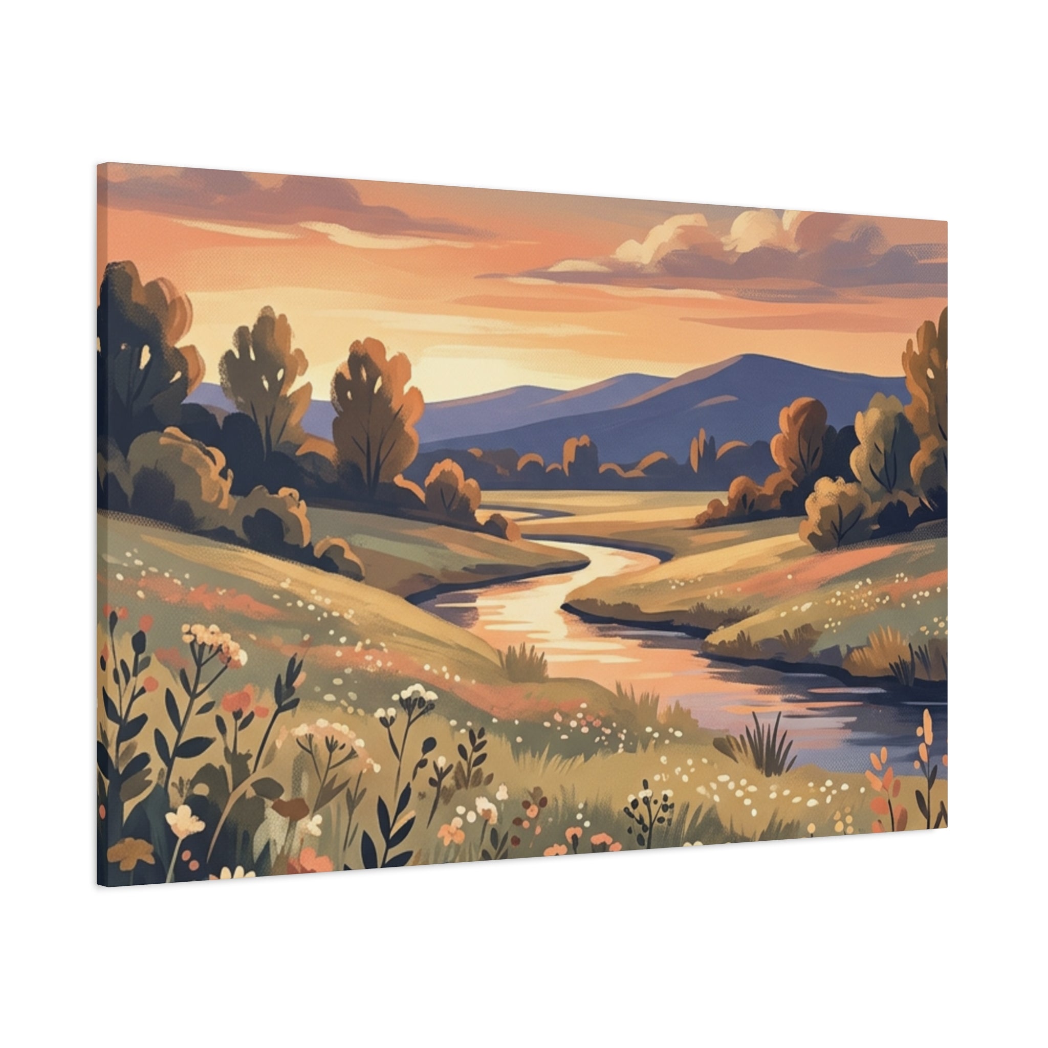 Sunset Meadow Canvas Wall Art