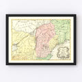 Vintage Map of French & Indian War 1757