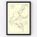 Vintage Entrance of Hudson River Map 1776
