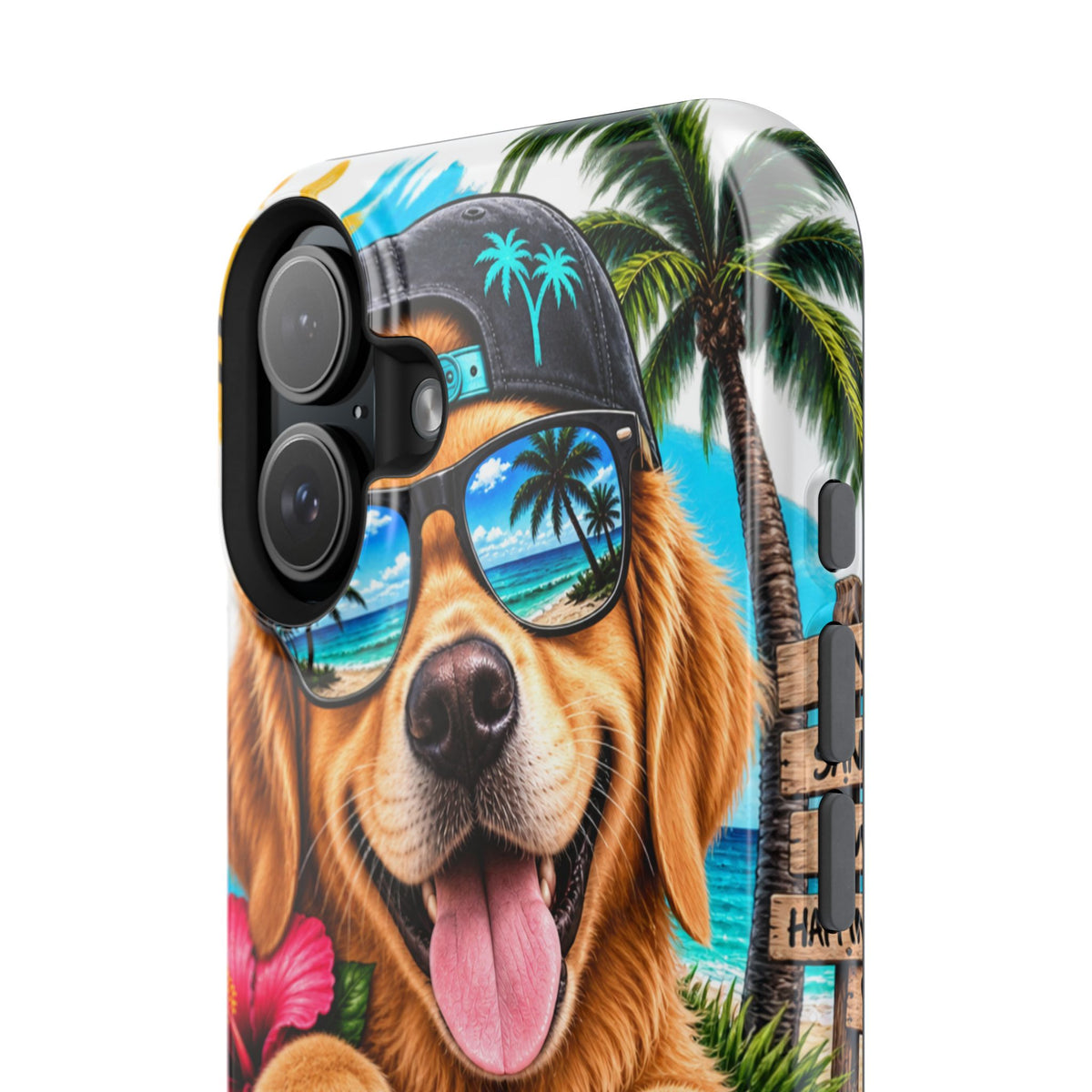 Impact-Resistant Phone Case — "Life Is Better With a Dog" Tropical Dog Design