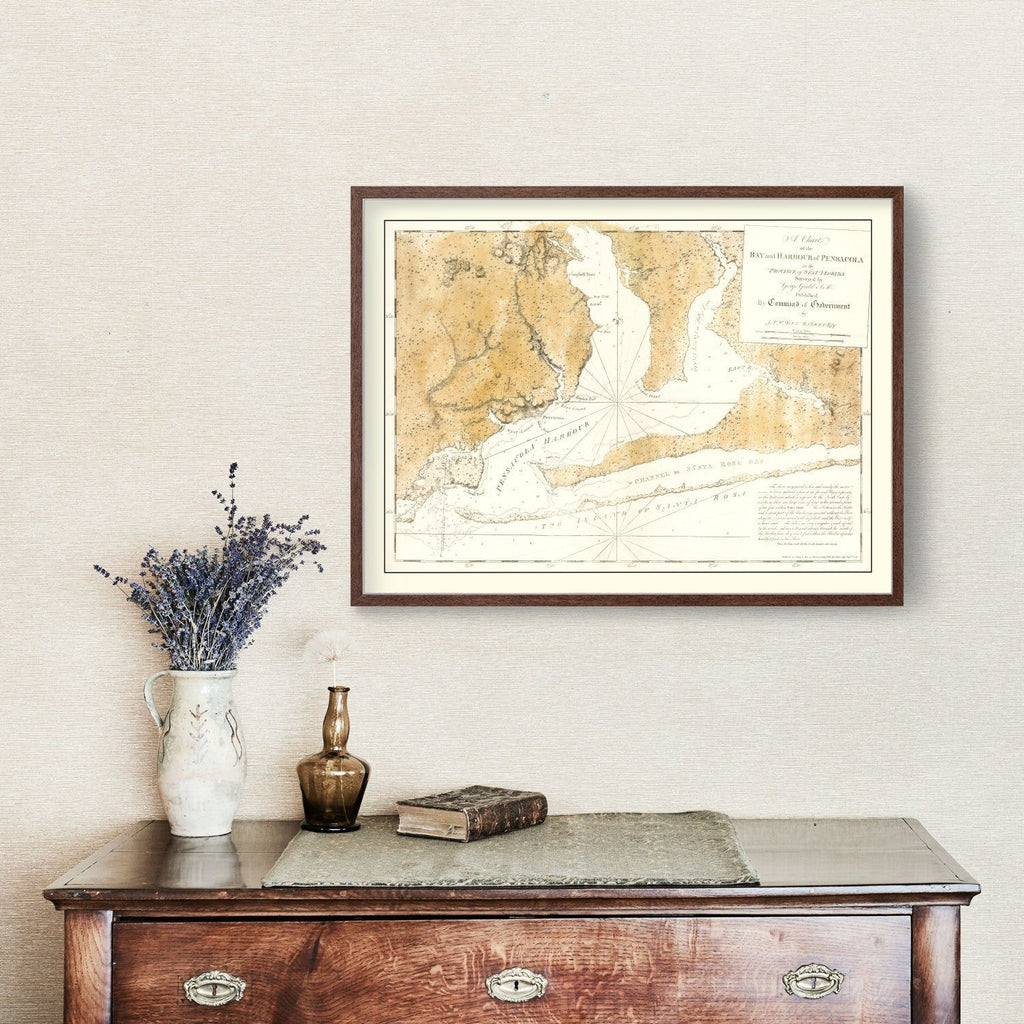 Vintage Pensacola Harbor, FL Map 1780