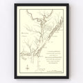 Vintage Cape Fear River Map, North Carolina 1781