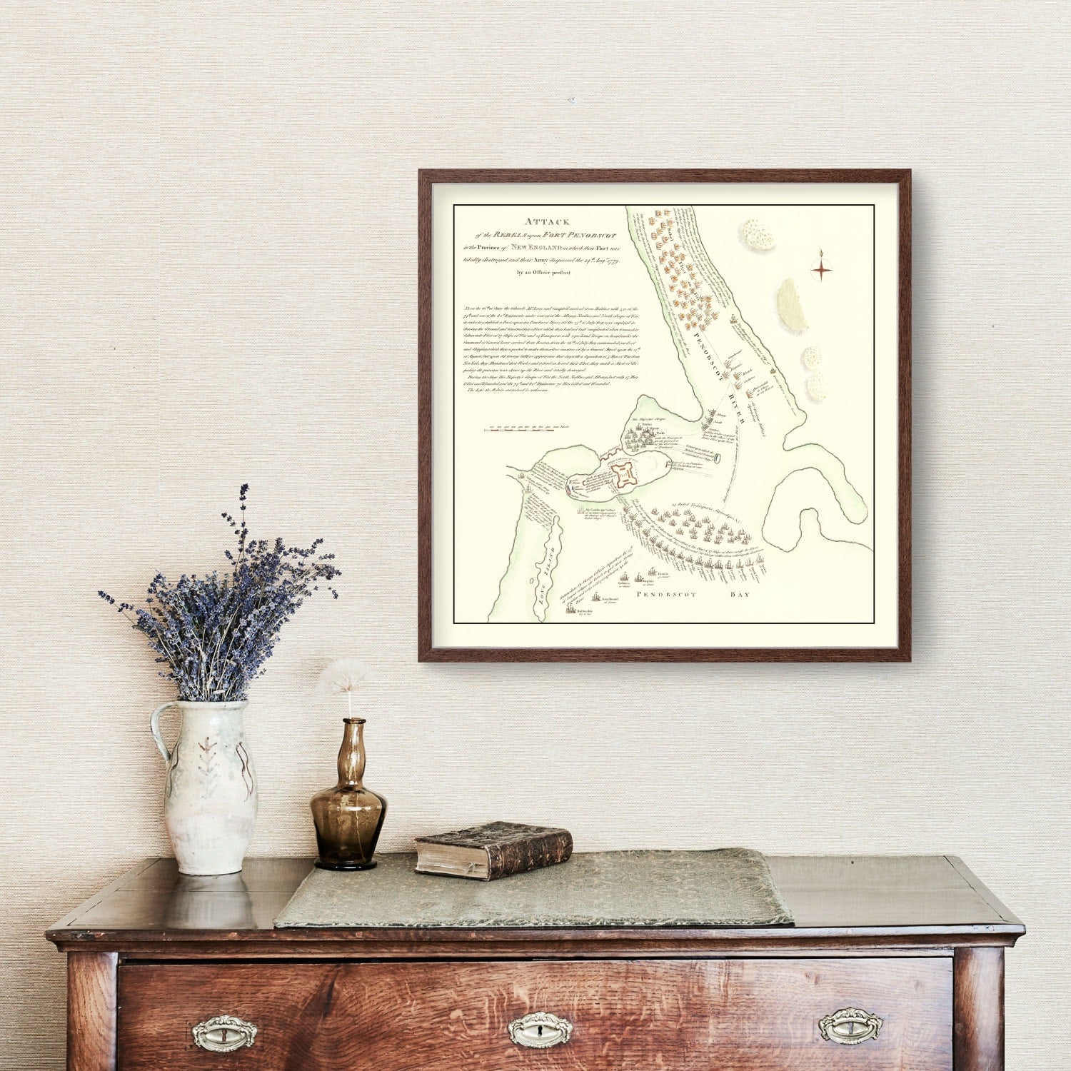 Vintage Fort Penobscot Map 1785