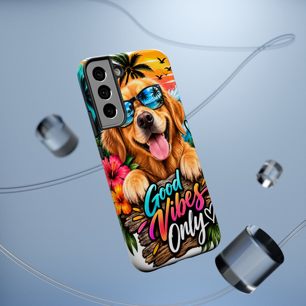 Phone Case — 'Good Vibes Only' Tropical Dog Impact-Resistant Case