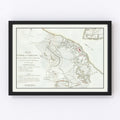 Vintage Battle of Yorktown Map 1787