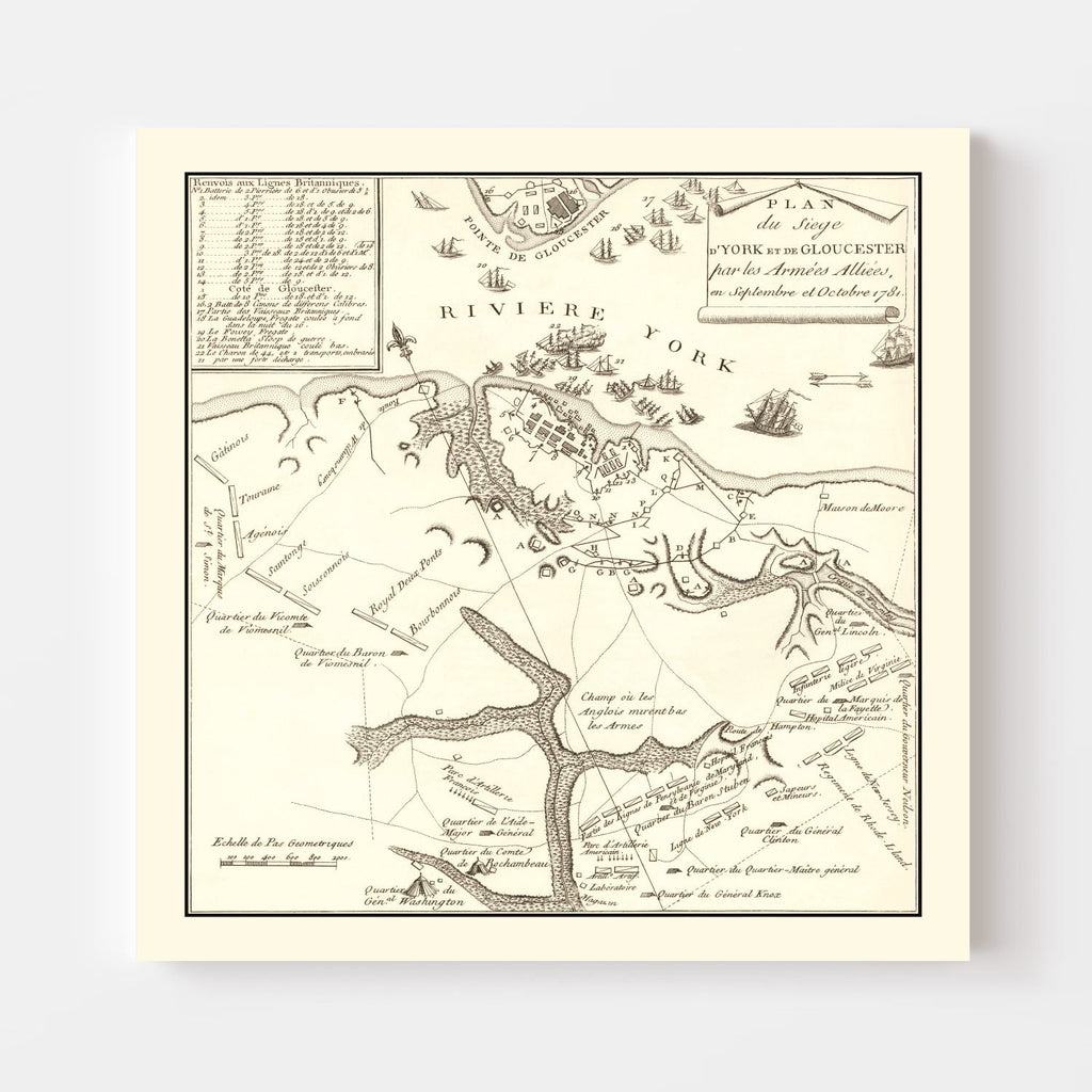 Vintage Siege of Gloucester Map 1787