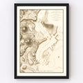 Vintage Attack of Fort Clinton & Fort Montgomery Map 1794