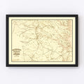 Vintage Seat of War Near Richmond, VA Map 1862