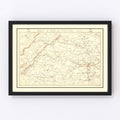 Vintage Map of the Seat of War in Virginia 1863