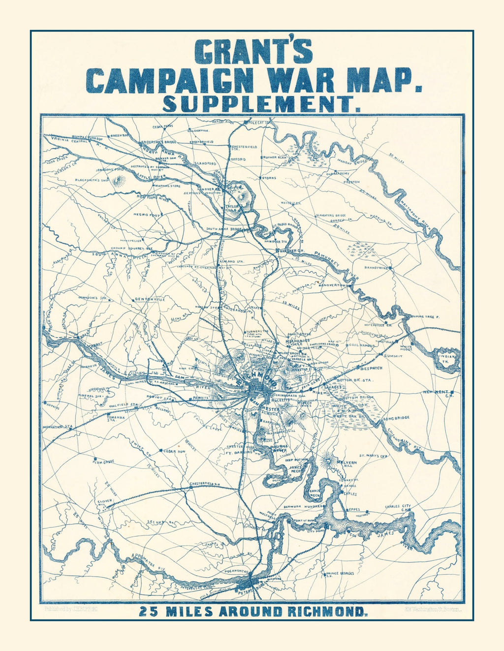 Vintage Nashville Battlefields Map 1866