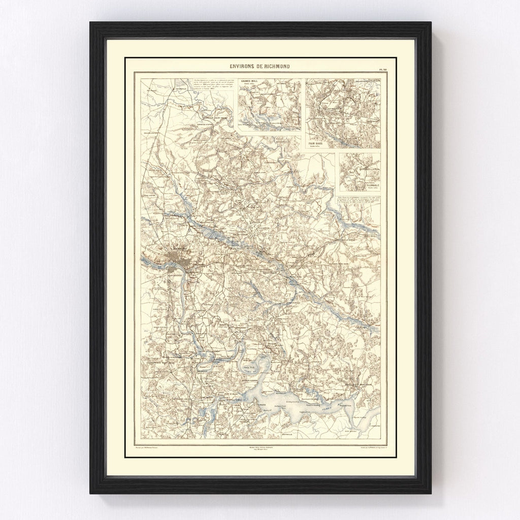 Vintage Richmond, VA Map 1874