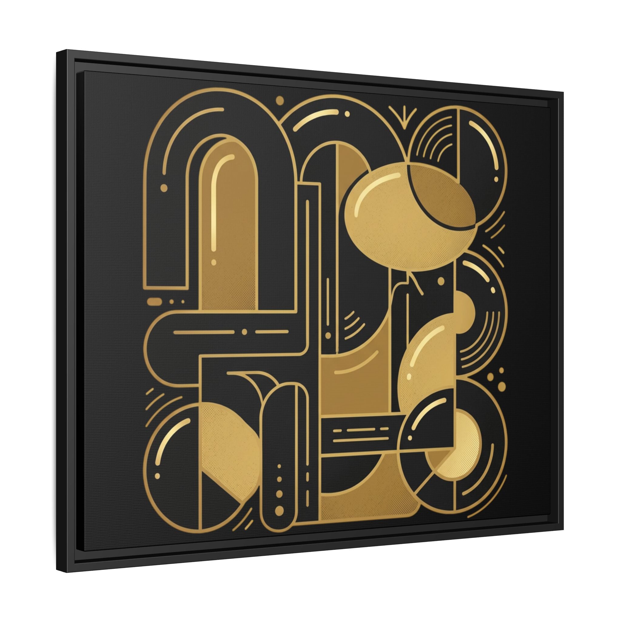 Gold Geometric Art Print — Framed Matte Canvas