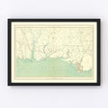 Vintage Civil War Gulf Coast Topographic Map 1893