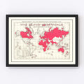 Vintage World War I United States Map 1914