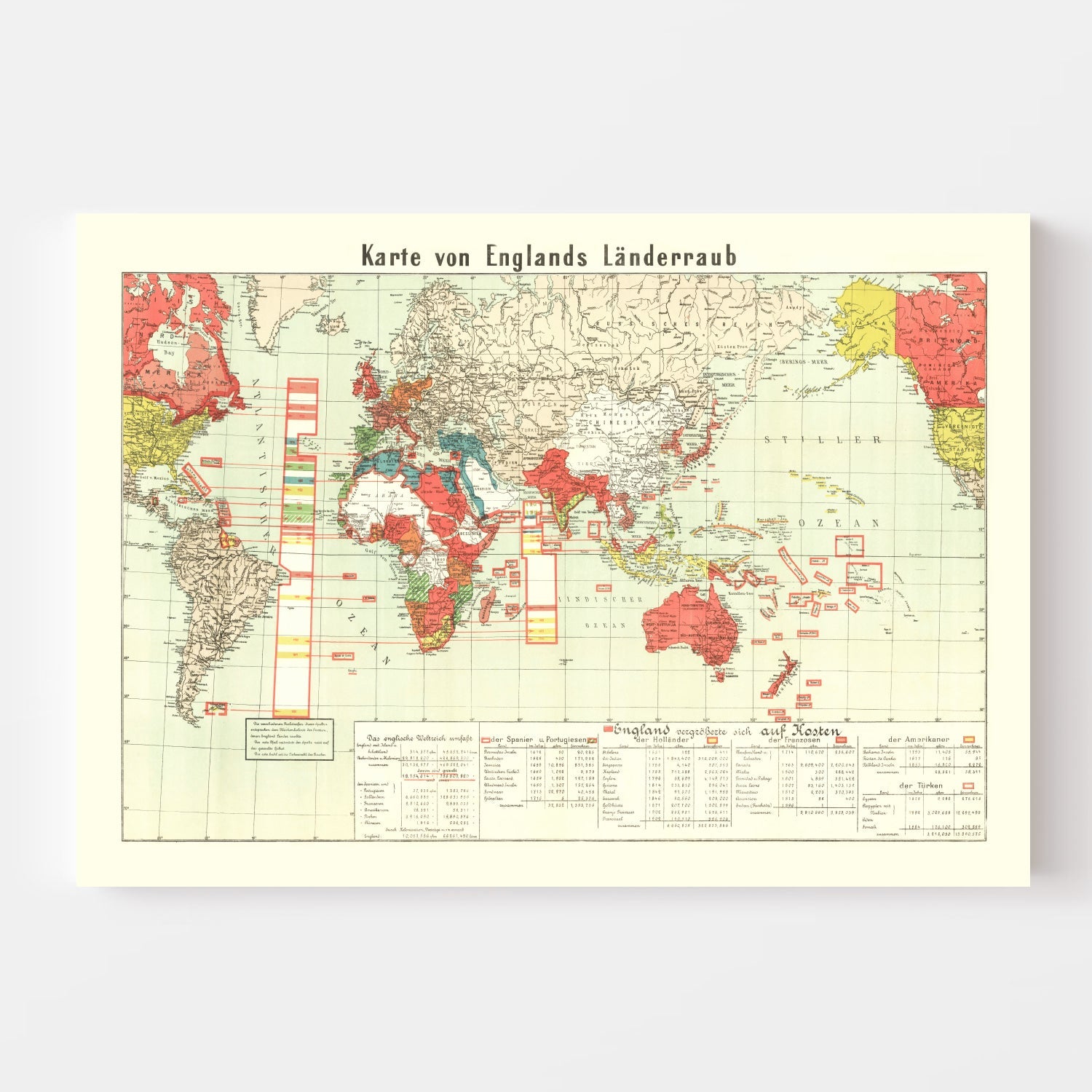 Vintage World War I Map of England 1914