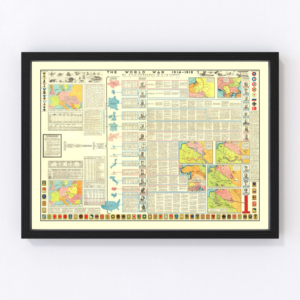 Vintage World War One Map 1928