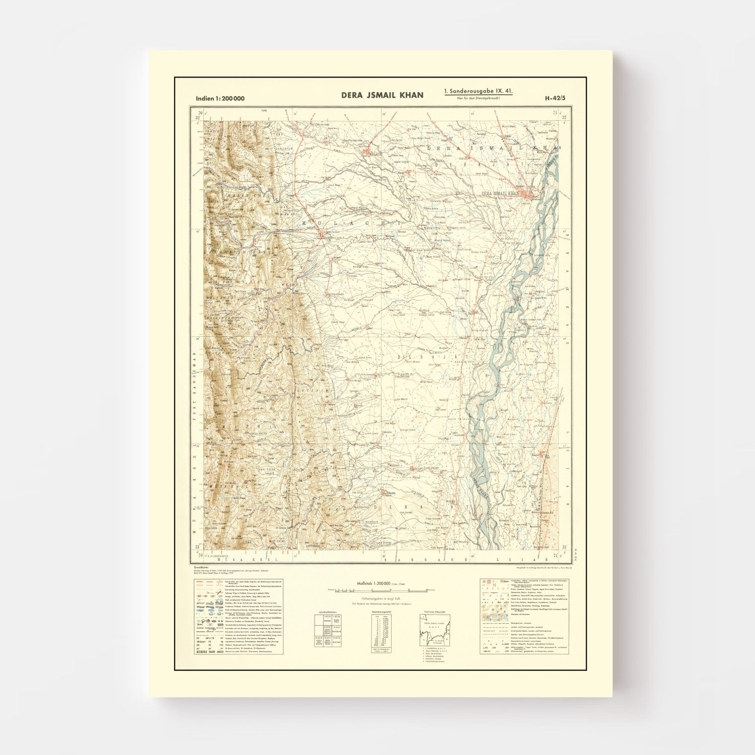 Vintage World War II India Map 1932