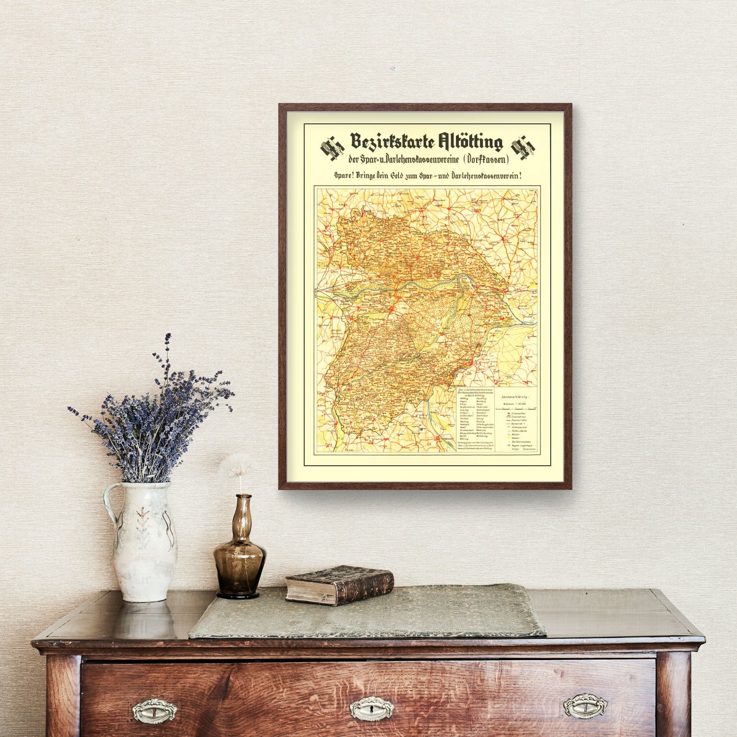 Vintage World War II Nazism Map 1934