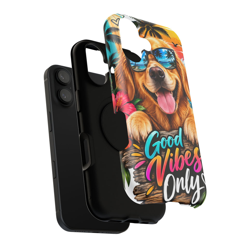 Phone Case — 'Good Vibes Only' Tropical Dog Impact-Resistant Case