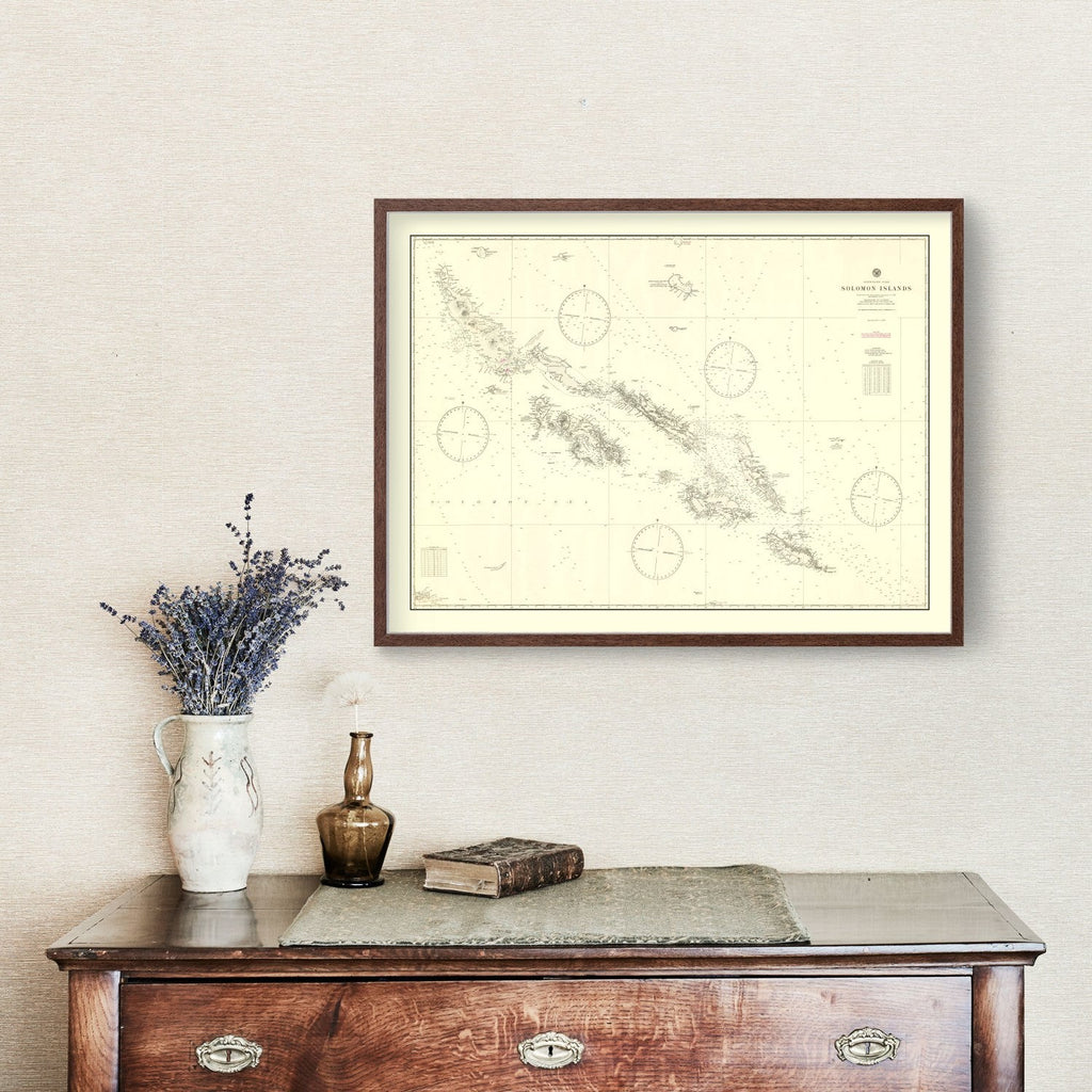 Vintage Solomon Islands Map 1944
