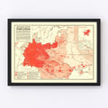 Vintage World War II Map of Germans in Europe 1938