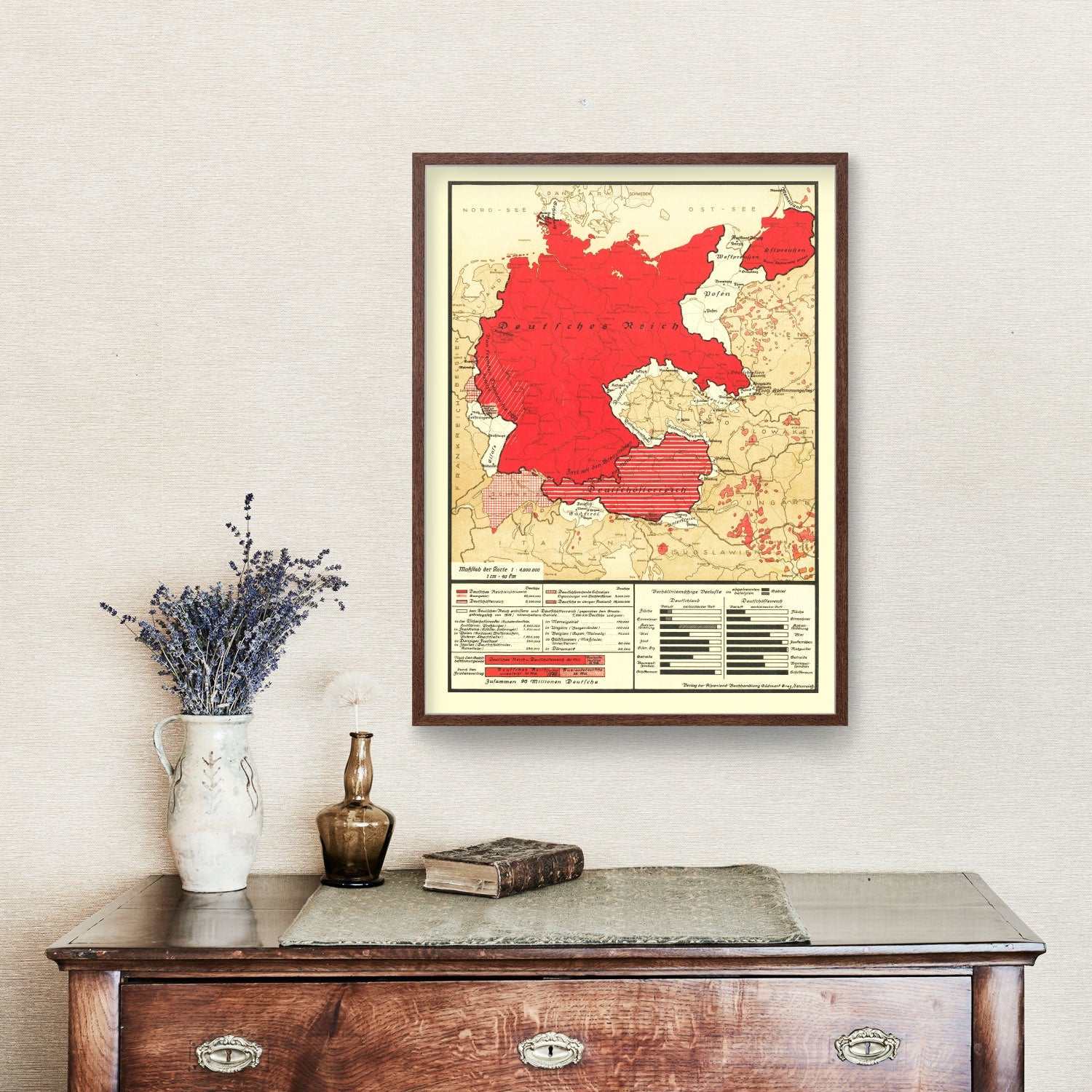 Vintage World War II Germany Map 1938