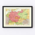 Vintage World War II Map of the German Empire 1939