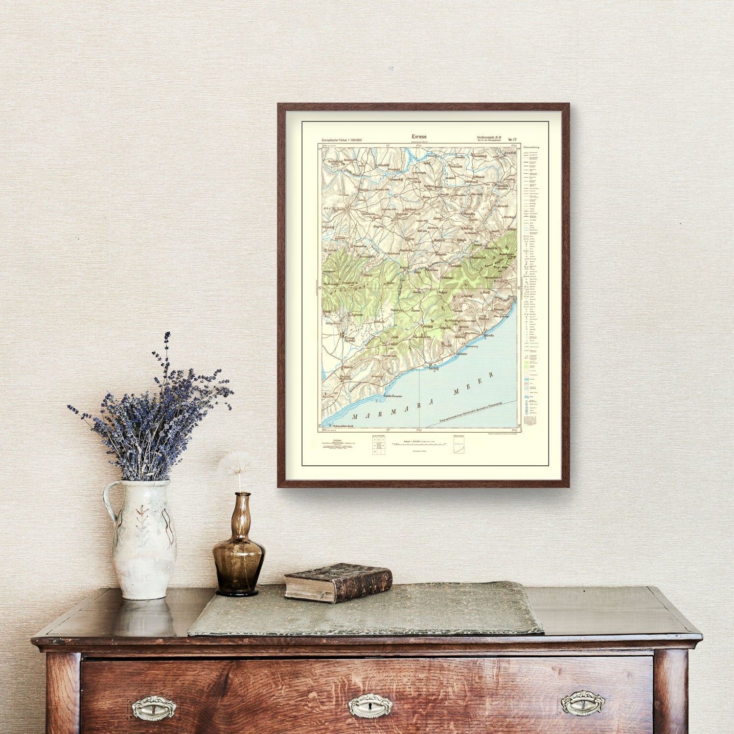 Vintage Turkey World War II Map  1944