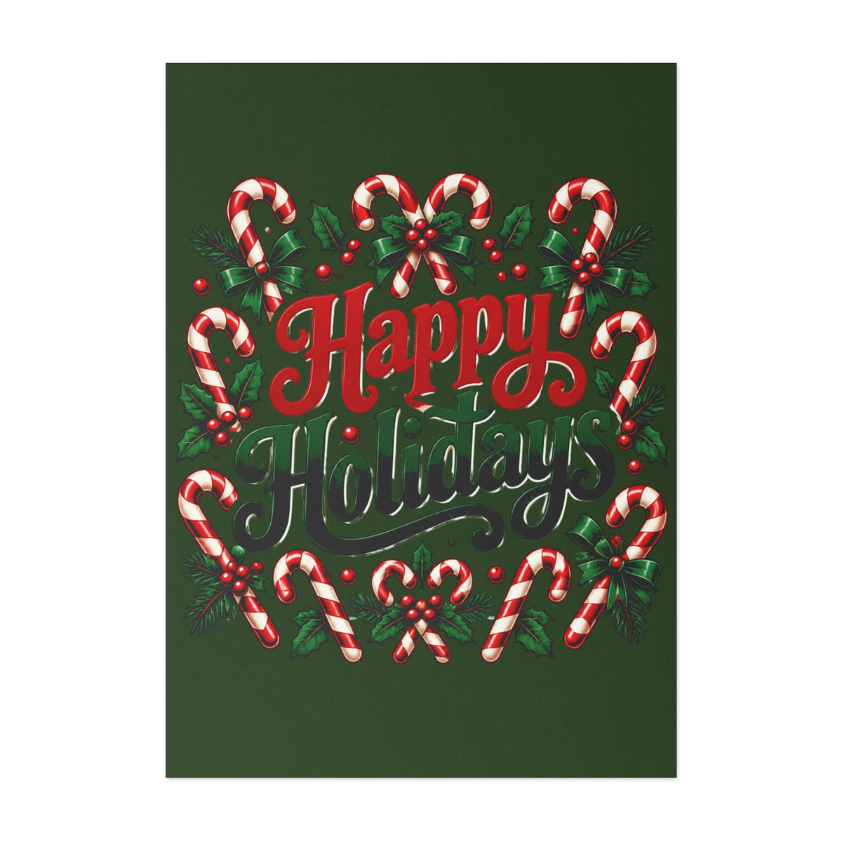 Happy Holidays Candy Cane Christmas Greeting Card