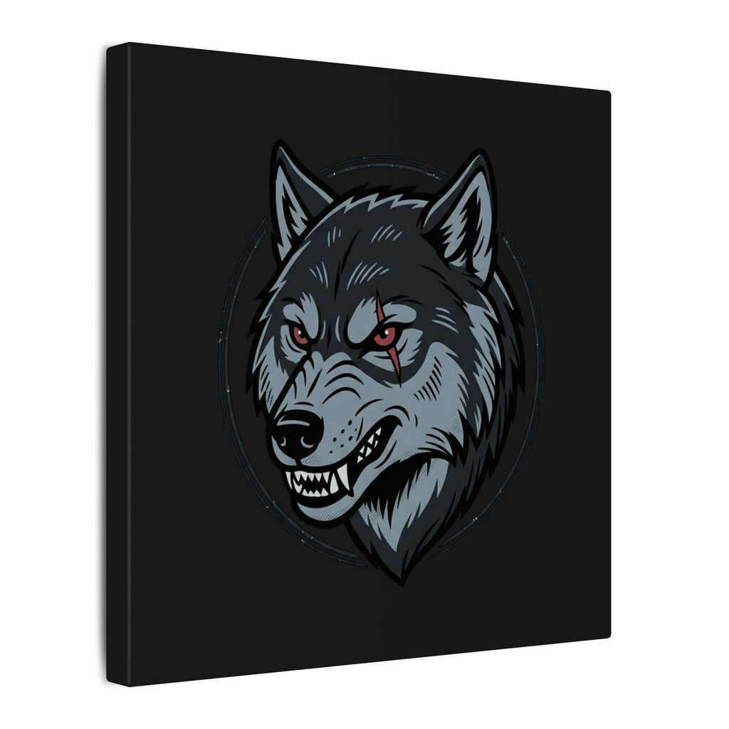 Wolf Head Canvas Wall Art — Fierce Gray Wolf Portrait Matte Stretched