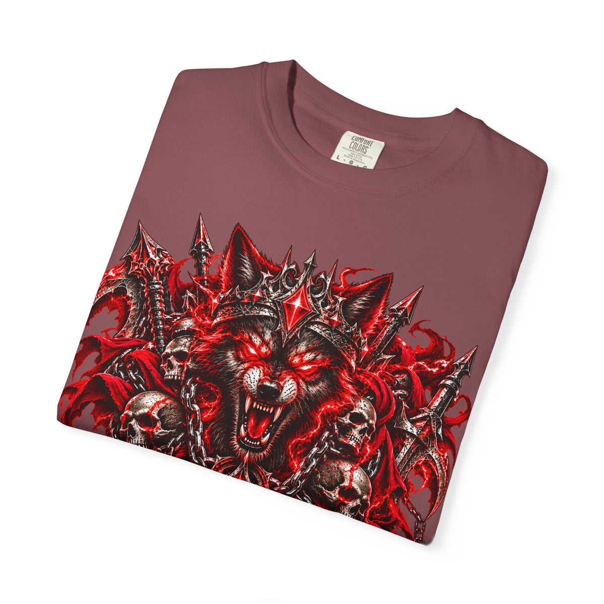 Wolf Skull T-Shirt — Red Gothic Horror Graphic Tee