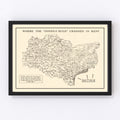Vintage World War II Map of Doodle Bugs In Kent 1944