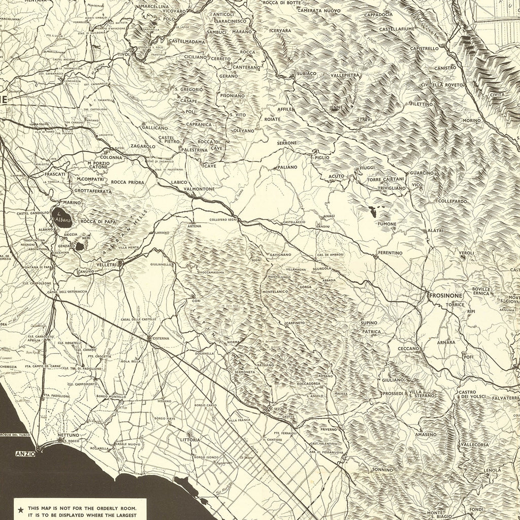 Vintage Italian Campaign World War II Map 1944