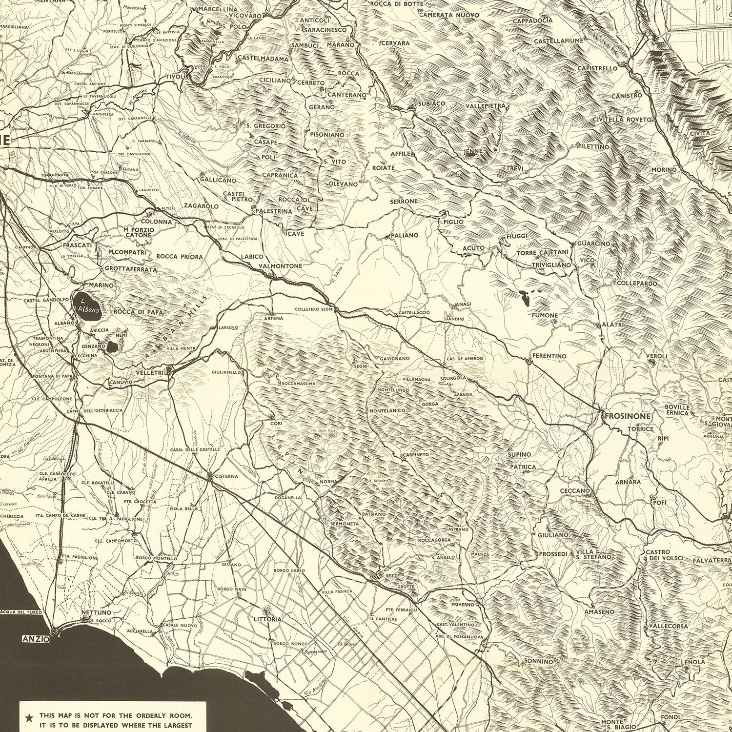 Vintage Italian Campaign World War II Map 1944
