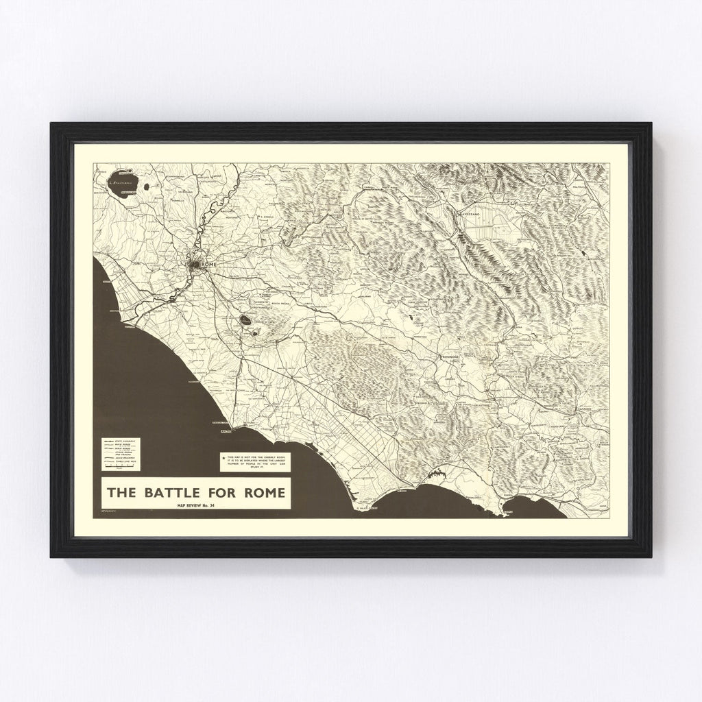 Vintage Italian Campaign World War II Map 1944