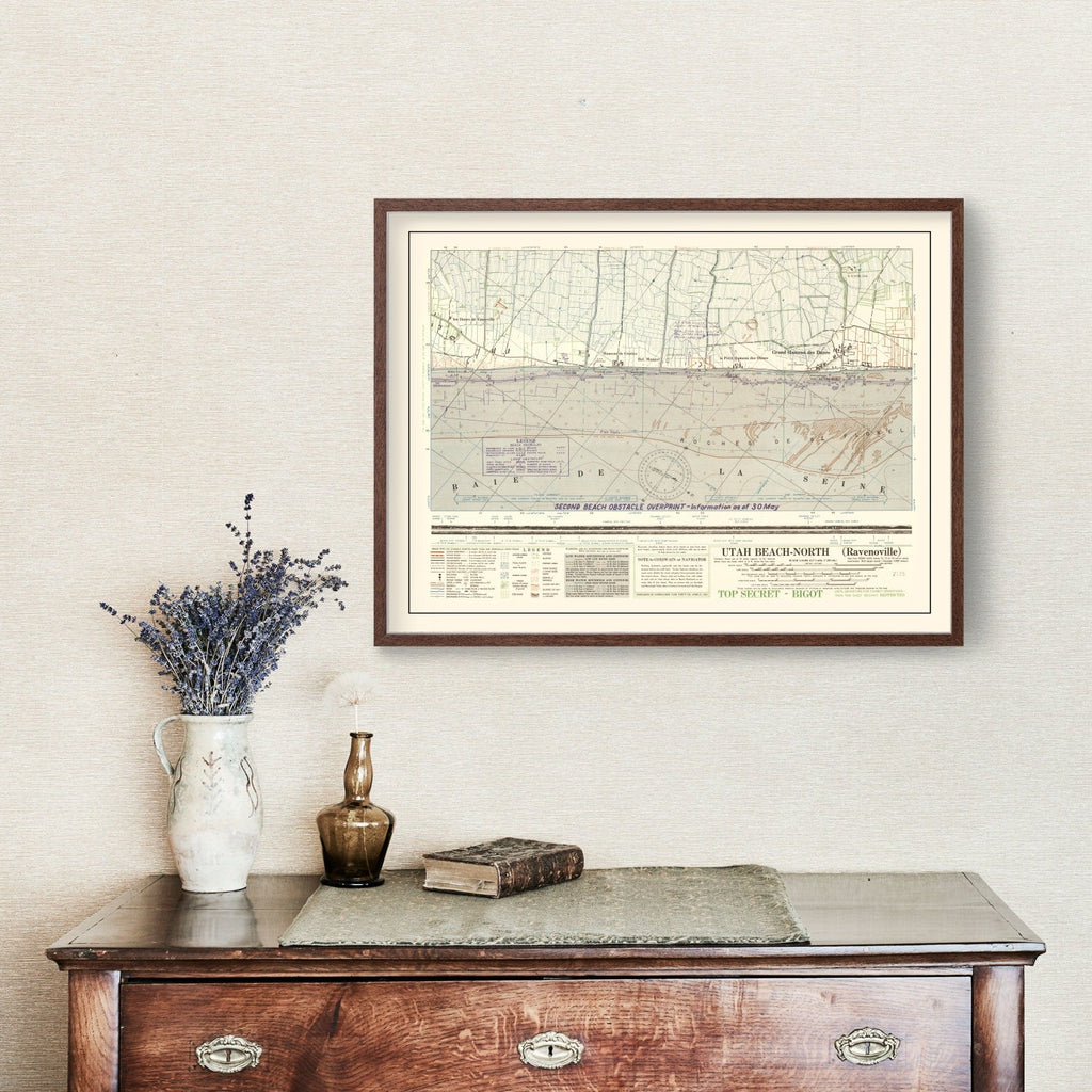 Vintage Utah Beach D-Day Map 1944