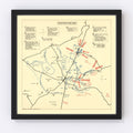 Vintage Battle of Bastogne Map 1944