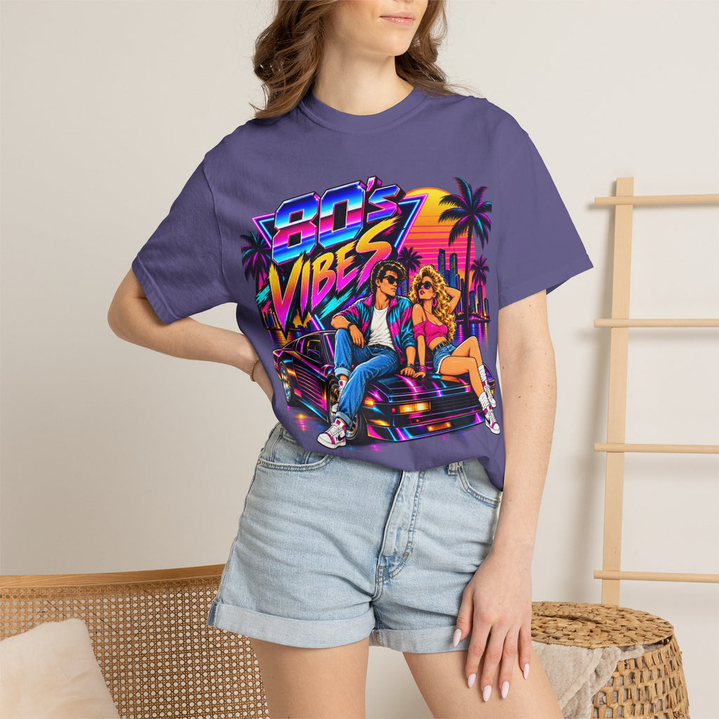 80s Vibes retro car scene T-shirt | neon palm sunset