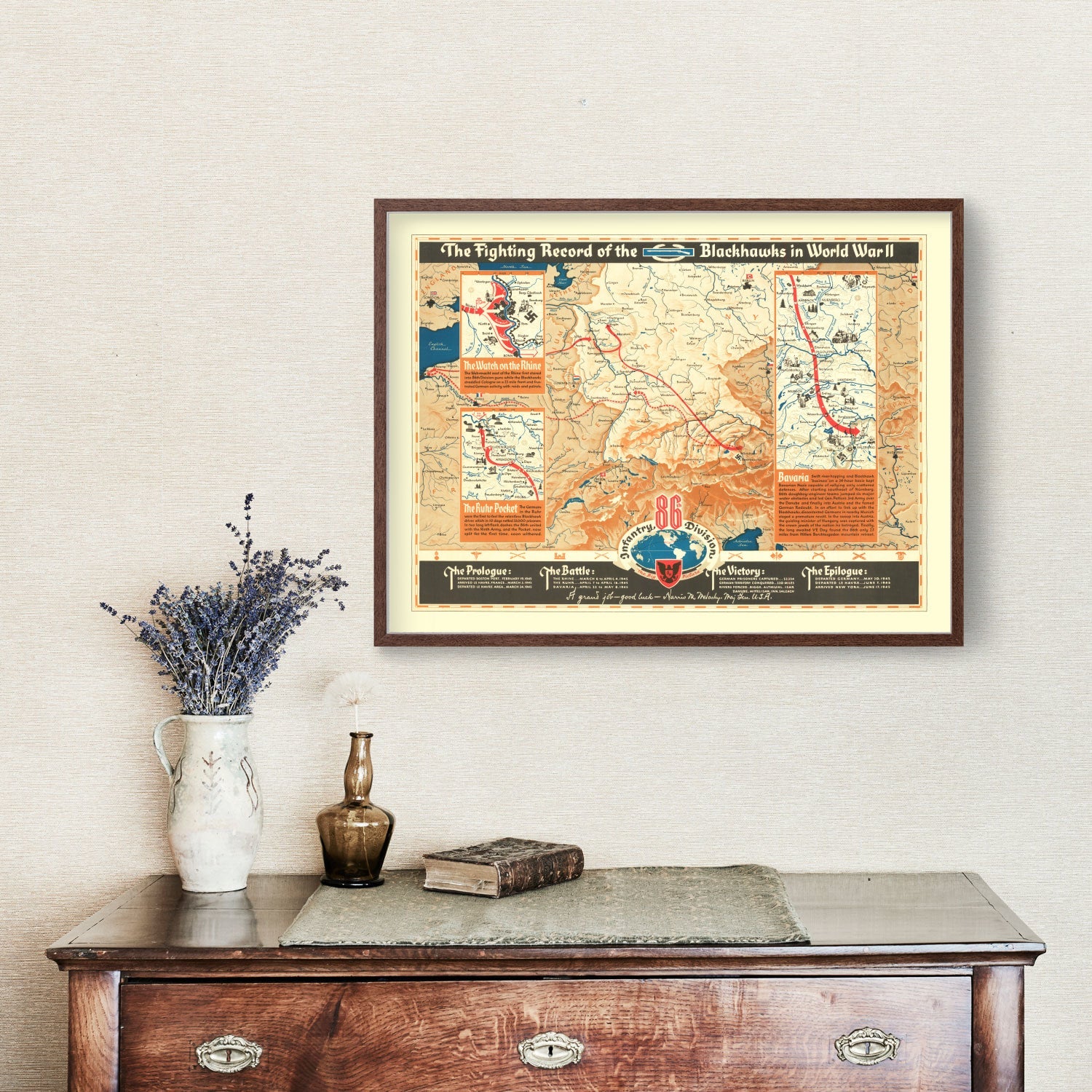 Vintage Fighting Record of the Blackhawks in WWII Map 1946
