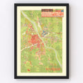 Vintage Map of Warsaw, Poland 1949