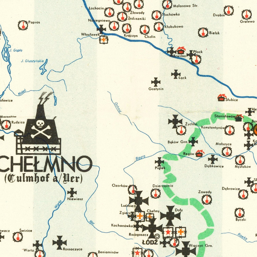 Vintage Polish Holocaust Map 1971